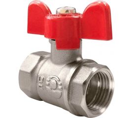 Шаровой кран для воды VALFEX OPTIMA 1/2"" ВР/ВР бабочка, никелированная латунь VF.217.NLB1.012.Bir 