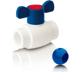Кран шаровой Blue Ocean бабочка, (шар - пластик ABS) полипропиленовый для ХВС - 32 PPRF/BV/PPR/CW-B(W)-32 