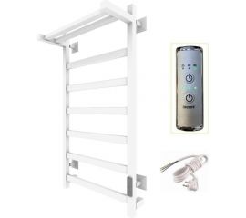 Электрический полотенцесушитель ZOX ЛЦ 80x50 с полкой, 7 перекладин, триумф, белый, правый 323 Вт 549229 