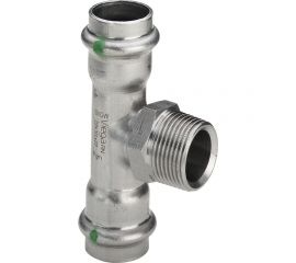 Тройник Viega Sanpress Inox с SC-Contur, 22x3/4""x22 мм, нержав.сталь 445980 