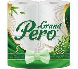 Туалетная бумага GrandPero зеленый чай, 3 слоя, 4рул, белый с прокрасом 1909 