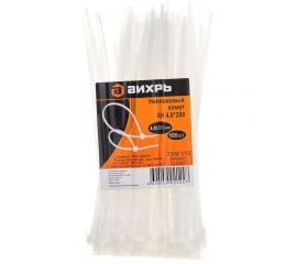 Нейлоновый хомут Вихрь 4.8х200 Б 100шт 73/9/1/15 