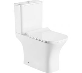 Напольный безободковый унитаз с бачком и сиденьем микролифт Azario FRETTA SQUARE 650x340x770 мм AZ-1215 + AZ-1216 00080074 