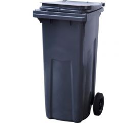 Мусорный контейнер-бак ООО Комус 120 л, на 2-х колесах, с крышкой, серый 1077316 