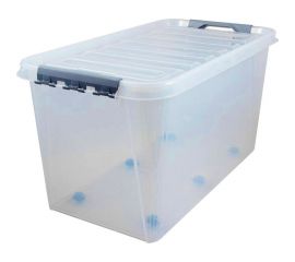 Ящик для хранения с крышкой ПОЛИМЕРБЫТ ПРОФИ Комфорт 70 л, на колесах, прозрачный 63200799 