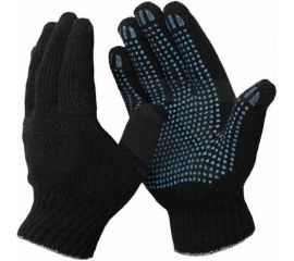 Перчатки ООО ЛидерТекс 7.5 класс, 5 нитей, черные с ПВХ, С 4670070000666 