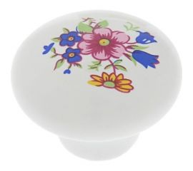 Ручка кнопка ТУНДРА FLOWER Ceramics 017, d=32, керамическая, белая 3609969 