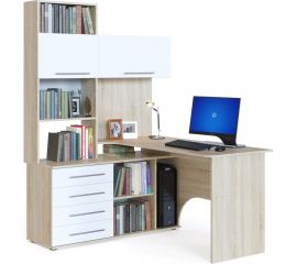 Компьютерный стол СОКОЛ левый дуб сонома/белый КСТ-14Л КСТ14ЛС5б6 