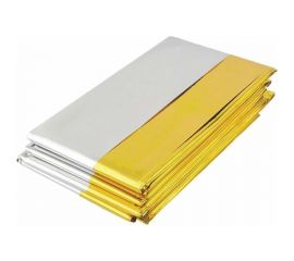 Изотермическое спасательное термоодеяло/покрывало DASWERK серебро/золото, 160x210 см 630841 