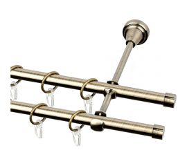 Двухрядный металлический карниз Эскар, наконечник-заглушка, золото антик, D16 мм, 200 см 21648520055 