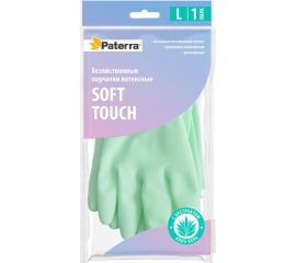 Хозяйственные латексные перчатки PATERRA SOFT TOUCH, с экстрактом алоэ, хлопковое напыление, р.L 402-933 