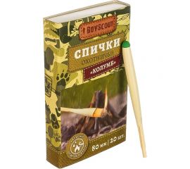 Спички BOYSCOUT Колумб 80 мм, 20 шт. не гаснут от ветра и влаги /80/20 61033 