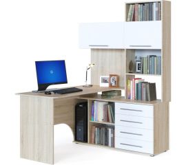 Компьютерный стол СОКОЛ правый дуб сонома/белый КСТ-14П КСТ14ПС5б6 