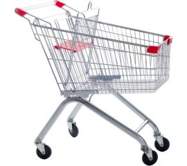 Покупательская тележка ООО Комус MDM_TP-60L с детским сидением, цинк, красный пластик 731540 