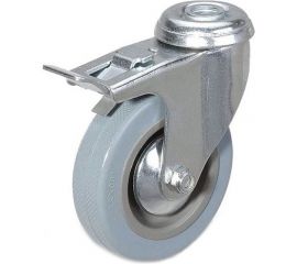 Аппаратное поворотное колесо Tech-Krep п/п обод, серая рез, подшип. скольжения, под болт М12, D100, с торм. - пакет 148512 