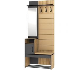 Прихожая Ивару ольга лофт 1 с зеркалом, дуб крафт золотой/темно-серый 100980 