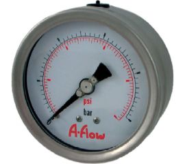 Манометр от 0 до 400 бар из нержавеющей стали, D63 мм, NPT 1/4"", штуцер сзади по центру A-Flow G32-S-4N-63B-400bar 