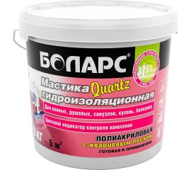 Гидроизоляционная мастика БОЛАРС полиакриловая, с кварцевым песком, 6 кг 00000039148 