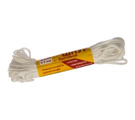 Вязаный шнур ПЭ бытовой 3 мм, белый, 20 м Tech-Krep 139971 