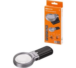 Круглая ручная лупа TDM d 60 мм, 3-х кратное увеличение, рукоятка-трансформер, LED подсветка, 2хАА SQ1025-0903 