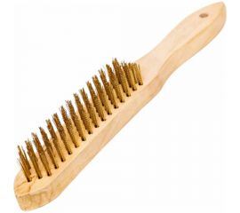 Щетка по металлу BEOROL латунная, 5 рядов, деревянная ручка, витая проволока 245313 