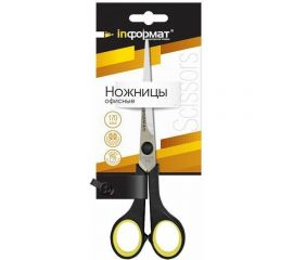 Офисные ножницы INFORMAT металл-желтый/черный, прорезиненные вставки, 170 мм SO1704 