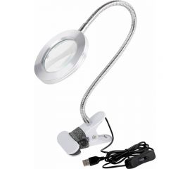 Настольная лупа BRAUBERG на прищепке, с led подсветкой, диаметр 75 мм, увеличение 3 455931 