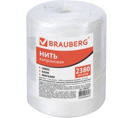 Капроновая полиамидная нить BRAUBERG для прошивки документов, диаметр 1 мм, длина 2380 м, 600357 