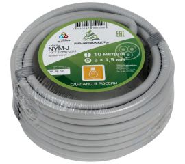 Кабель NYM АЛЬФАКАБЕЛЬ 3х1,5 мм ГОСТ 10 м 05129 
