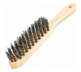 Щетка по металлу BEOROL стальная, 5 рядов, деревянная ручка, витая проволока 245312 