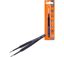 Прямой пинцет TDM 120 мм, плоское жало 3 мм, нерж., антистатич. покр., блистер, Рубин SQ1025-0808 