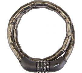 Трос-замок STELS 81601 с шифром, со стальными звеньями, 18x1000 мм, черный 540046 