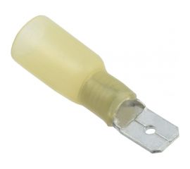 Плоская клемма REXANT, изолированная, термоусаживаемая, штекер 6.35 мм 4-6 кв.мм, желтый, 100 шт 08-0354 