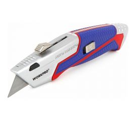 Строительный нож WORKPRO выдвижной, с автоматической подачей, 5 лезвий, трапециевидные лезвия WP213012 