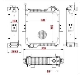 Радиатор охл. для экскаваторов-погрузчиков Terex TLB 815/820/825/860/970/980 с дв. 1104C-44T/1104D-44Т/1044С-44Т LUZAR LRc 3115 