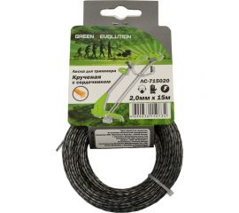 Леска крученая с сердечником 2 мм, 15 м, упрочненный нейлон для триммера Green Revolution ЛС-715020 