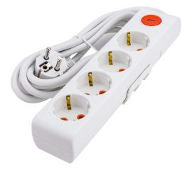 Удлинитель Mutlusan 4 гнезда 2П+3, 16А 250В шторки+выключатель с 2м кабелем 001 175 424002 03 00 