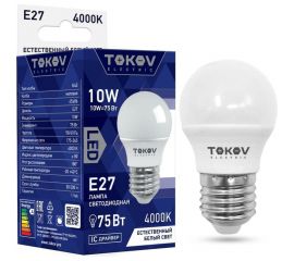 Светодиодная лампа TOKOV ELECTRIC 10Вт G45 4000К Е27 176-264В TKE-G45-E27-10-4K 