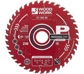 Диск пильный по дереву 185x30x1.8/1.1 мм, A=15° ATB + 8° SHEAR Z=40 WOODWORK 27.185.40 