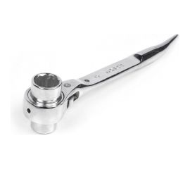 Хромированный торцевой трещоточный укороченный ключ HORTZ 17х19 HOR 121327 