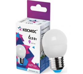 Светодиодная лампа КОСМОС LED 6.5Вт Шар 220В E27 6500К LkecLED6.5wGL45E2765 