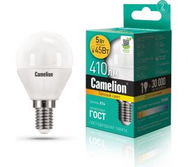 Светодиодная лампа 5Вт 220В Camelion LED5-G45/830/E14 12027 