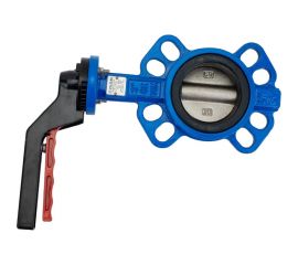 Поворотный затвор DYARM -ZP-080-16-G-G-E-HT (синий), DN080, PN16, межфланцевый/корпус GGG40/диск GGG40/уплотнение EPDM HT, с ручкой 4687203187149 