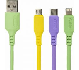 Кабель для зарядки SONNEN 3в1 USB 2.0-Micro USB/Type-C/Lightning, 1м, медь 513562 