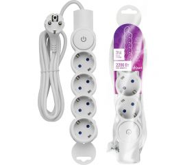 Удлинитель duwi 4 гнезда, с выключателем, с землей, со шторками, 3 м 32014 4 