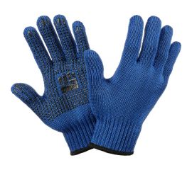 Трикотажные перчатки Фабрика перчаток, 2-слойные, с ПВХ, 7.5 класс, 6 нитей, синие, р.ХL/10 6-75-2С-СИН-(XL) 