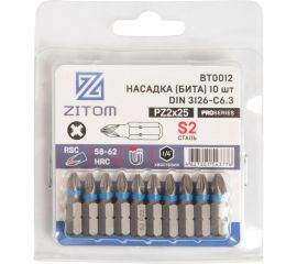 Биты (10 шт; PZ2; 25 мм; S2) ZITOM bt00012 