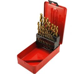 Набор сверл по металлу 19 предметов, красная металлическая коробка TORGWIN T211916 