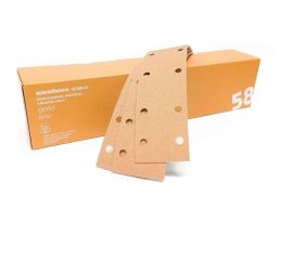 Полоски шлифовальные на бумажной основе 58 GOLD ALO 14 отверстий, 70x420 мм, Р320, 50 шт SANDWOX 58.70.42.320.14 