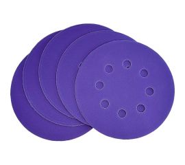 Диск шлифовальный Purple Film на пленочной основе 8 отверстий 125 мм, Р400, 5 шт Abraforce 165022 